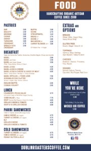 breakfast and lunch menu